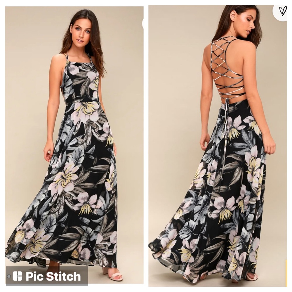 Black floral maxi dress
